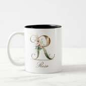 Mug de café à deux tons avec initiale florale en o (Gauche)