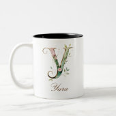 Mug de café à deux tons avec initiale florale en o (Gauche)