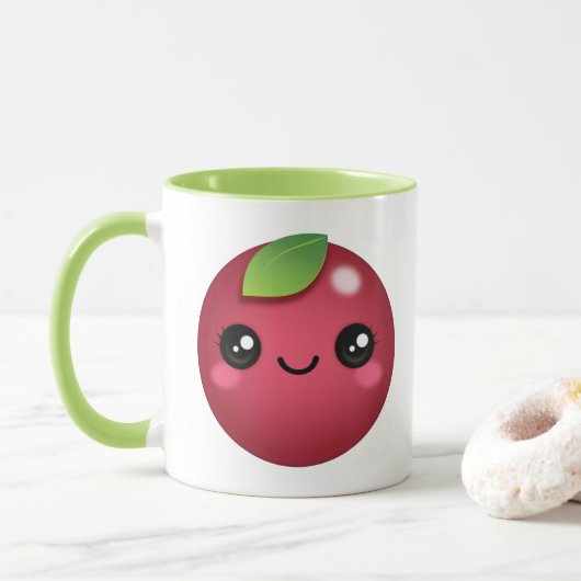 Mug de café à deux tons de canneberge Kawaii (Avec donut)