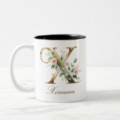 Mug de café à deux tons en or luxueux avec initial (Gauche)