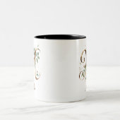 Mug de café à deux tons en or luxueux avec initial (Centre)