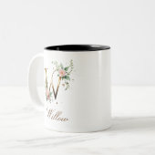 Mug de café à deux tons en or luxueux avec initial (Devant gauche)
