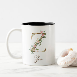 Mug de café à deux tons en or luxueux avec initial