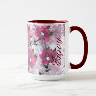 Mug de café à fleurs magenta
