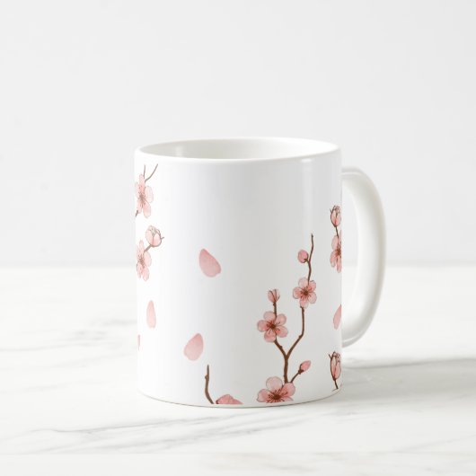 Mug de café à fleurs rose cerisier (Devant droit)