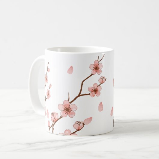 Mug de café à fleurs rose cerisier (Devant gauche)