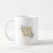 Mug de café à monogramme avec botaniques de Noël (Gauche)