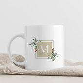 Mug de café à monogramme avec botaniques de Noël