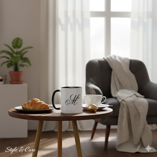 Mug de café à monogramme élégant avec initiales pe