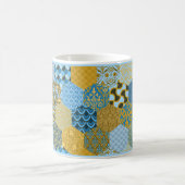 Mug de café à patchwork bleu et jaune (Centre)