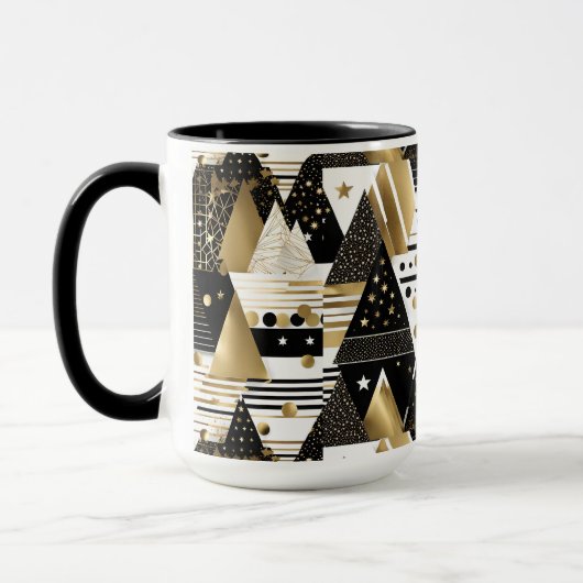 mug de café à triangles abstraits or et noir (Gauche)