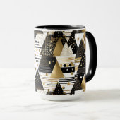 mug de café à triangles abstraits or et noir (Devant droit)