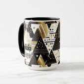 mug de café à triangles abstraits or et noir (Devant gauche)