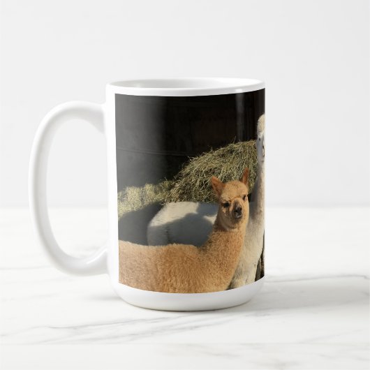 Mug de café - Alpacas dans le soleil d'hiver (Gauche)