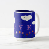 MUG DE CAFÉ AMOUR EXTÉRIEUR BLEU, 15oz (Devant droit)