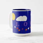MUG DE CAFÉ AMOUR EXTÉRIEUR BLEU, 15oz (Devant gauche)
