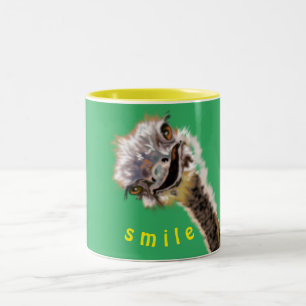 Mug de café amusant avec une autruche joyeuse - Sm
