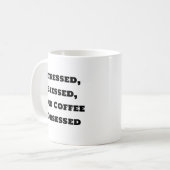 Mug de café amusant - Obsesse de café bienheureux  (Devant gauche)