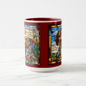 Mug de café arc-en-ciel mignon teckel (Centre)