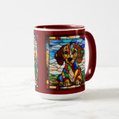 Mug de café arc-en-ciel mignon teckel (Devant droit)