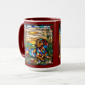 Mug de café arc-en-ciel mignon teckel (Devant gauche)