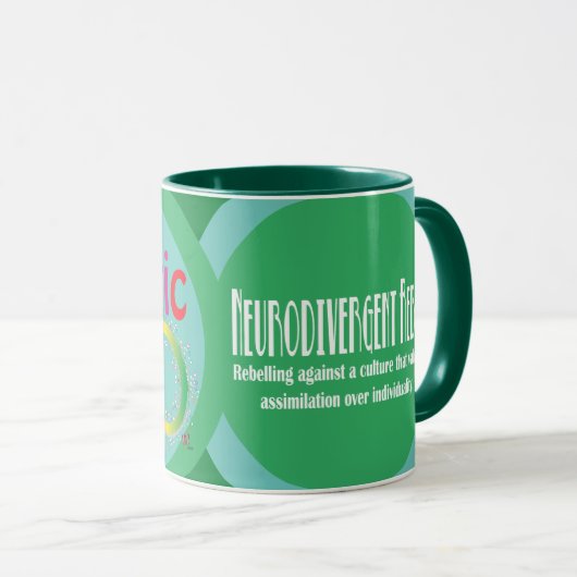 Mug de café Autistic Rainbow Infinity (Devant droit)