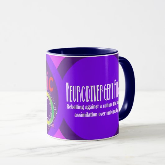 Mug de café Autistic Rainbow Infinity (Devant droit)