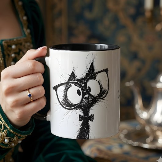 Mug de Café avec Chat Nerveux Mignon et Adorable a