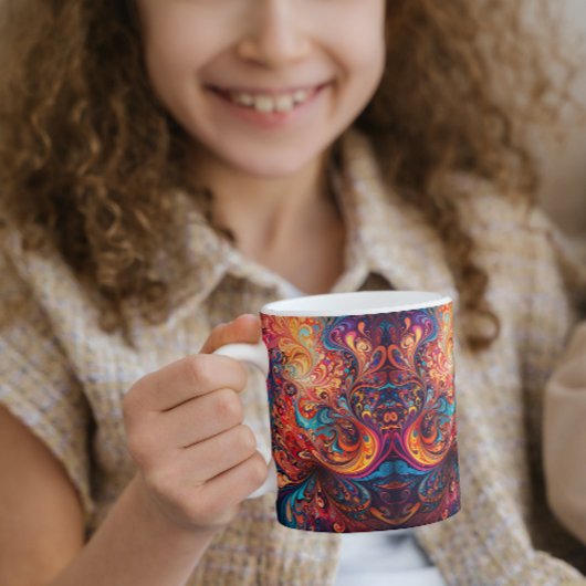 Mug de café avec conception abstraite vibrante