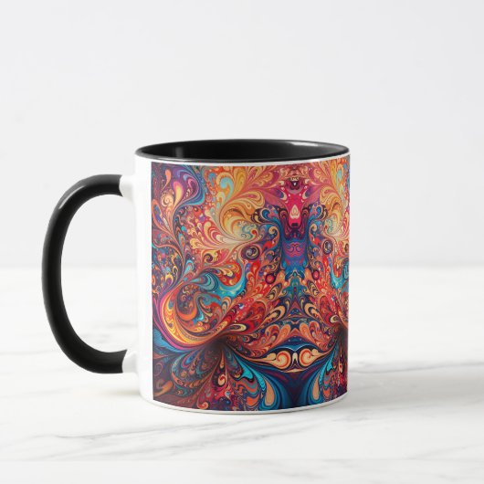 Mug de café avec conception abstraite vibrante (Gauche)