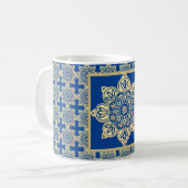 Mug de café avec médaillon bleu et or (Devant gauche)