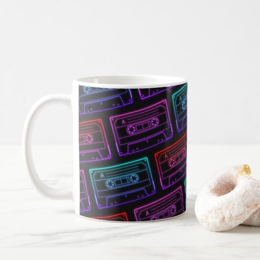 Mug De Café Avec Motif De Cassette Multicolor Néon (Avec donut)