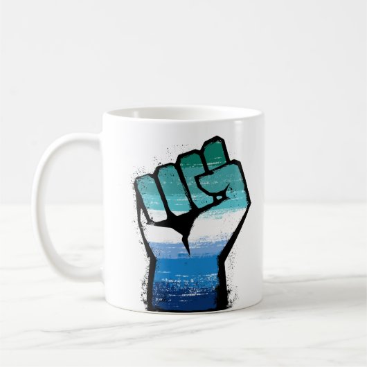 Mug de café avec poing de protestation masculin ga (Gauche)