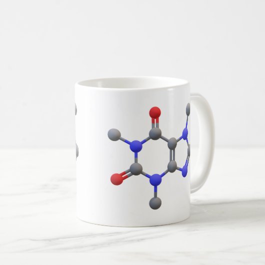 Mug de café avec structure moléculaire 3D de caféi (Devant droit)