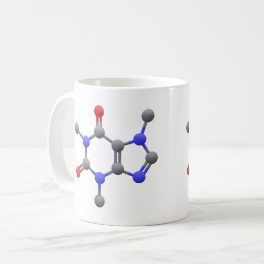 Mug de café avec structure moléculaire 3D de caféi (Devant gauche)
