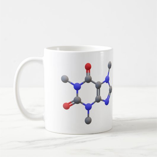 Mug de café avec structure moléculaire 3D de caféi (Gauche)