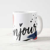Mug de café avec typographie florale Bonjour migno (Devant droit)