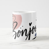 Mug de café avec typographie florale Bonjour migno (Devant)