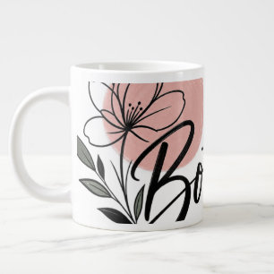 Mug de café avec typographie florale Bonjour migno