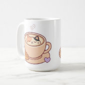 Mug de café avec un chat mignon Kawaii (Devant gauche)