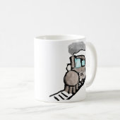 Mug de café avec une illustration d'un train à l'a (Devant droit)