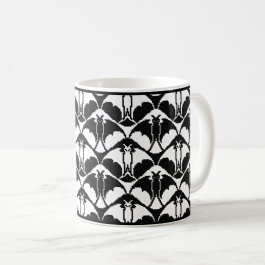 Mug de café Batty noir et blanc (Devant droit)