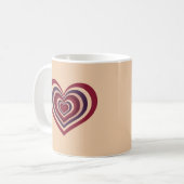 Mug De Café Beige Avec Coeur Rouge Rétro (Devant gauche)
