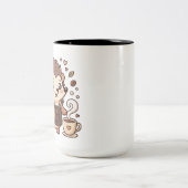 Mug de café bicolore Barista Hérisson Mignon (Centre)