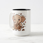 Mug de café bicolore éléphant mignon (Devant gauche)