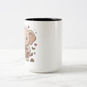 Mug de café bicolore éléphant mignon (Centre)