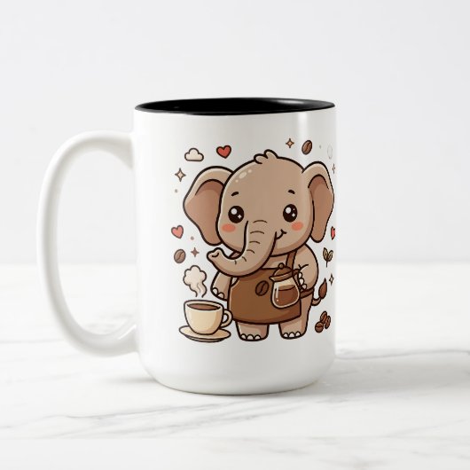 Mug de café bicolore éléphant mignon (Gauche)