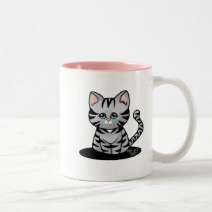 Mug de café bicolore KiniArt chaton tigré gris