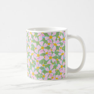 Mug de café blanc : Dogrots roses sur le bleu ciel