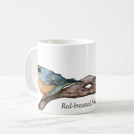 Mug de café blanc nuthatch à poitrine rouge (Devant gauche)